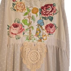 Upcycled Hand Crafted On Vintage Rosevelvet Duster Boho Holly Hobby Duster EUC